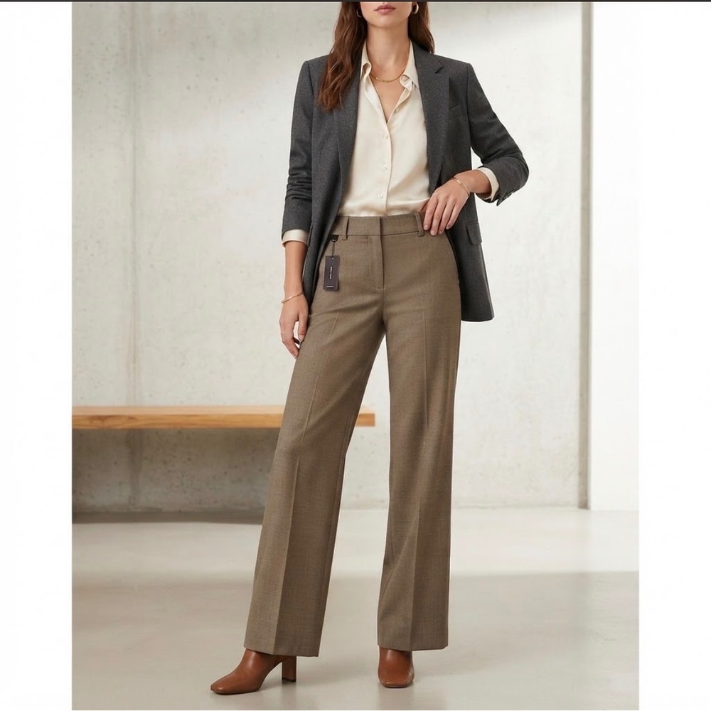 The Limited Dress Pants Womens 10L Brown Cassidy Fit Wide Leg Trousers NEW